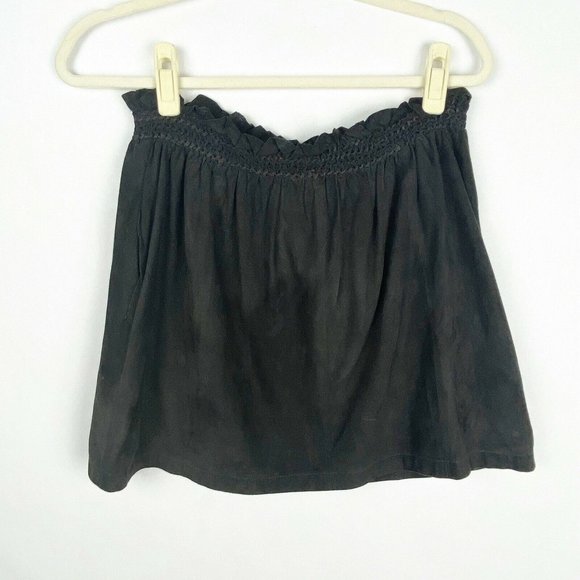 Scotch & Soda Super Soft Goat Suede Mini Skirt Black Pockets Women Size 6 Small - Picture 1 of 8
